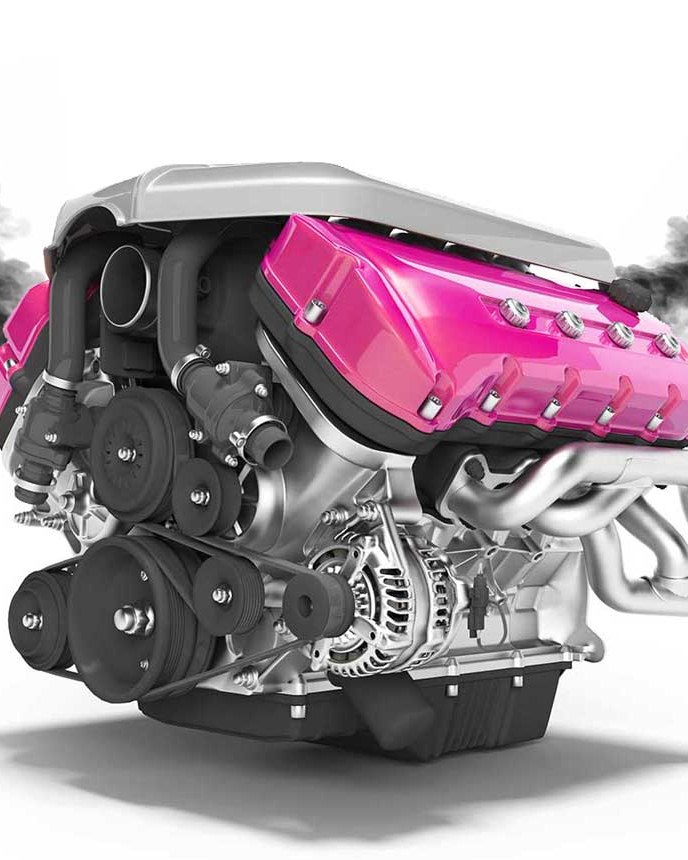 Render eines qualmenden Verbrennungsmotors